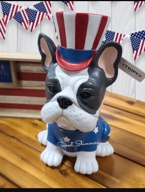 Patriotic Boston Terrier Dog French Bulldog 4th Of July Americana Figure Decor